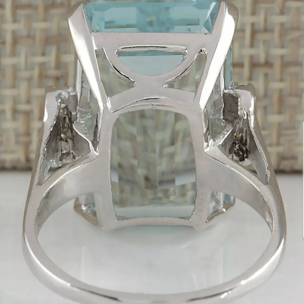 New Stamped S925 Blue Aquamarine Ring - Picture 4 of 8